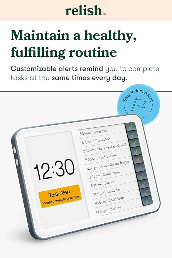 Relish Day Hub Dementia Clock HD Large Screen Digital Calendar for Seniors with Memory Loss