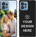 Custom Phone Case for Motorola Moto Edge Plus/Edge+ 2023, Design Your Personalized Photo Logo Name Phone Cover, Slim Soft TPU Lightweight Silicone Black Case, Customized Gift for Birthday Christmas