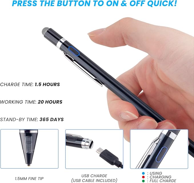 Stylus Pen for Lenovo Ideapad Flex, EDIVIA Digital Pencil with 1.5mm Ultra Fine Tip Pencil for Lenovo Ideapad Flex 3/4/5/6 11&14 Stylus, Black