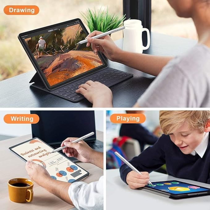 Stylus Touch Screen Pen Fiber Tip Compatible with iPad Pro 9.7" (1st Gen)/iPad 9.7" (5th/6th Gen), Aluminum Lightweight Silver Color