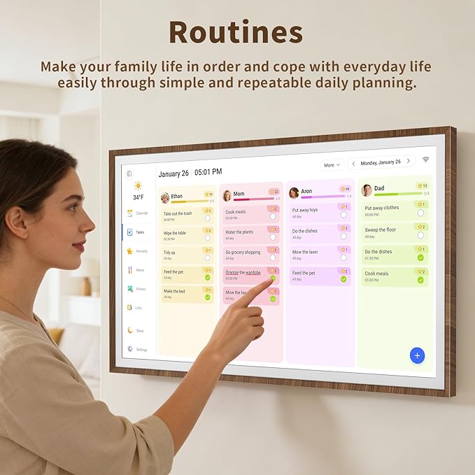 27-Inch Digital Calendar Chore Chart Touchscreen Full HD Wall Desk Mountable Family Planner