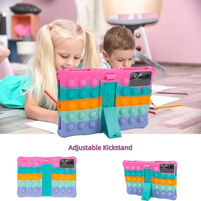 Silicone Tablet Case with Stand/Shoulder Strap/Stylus Pen Compatible with Blackview Tab 90 WiFi,SVITOO P11,Suicoey P80,DOOGEE U11 Pro/T30SE,ApoloSign EP1095T 11" Rainbow