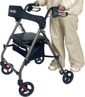Rollator Walkers for Seniors with Seat, Foldable & One-Hand Carry, Upgraded Rolling Walker with Seat for Seniors, Handles Height Adjustable Rolling Walker for Seniors, Walking & Seated Rest, Grey