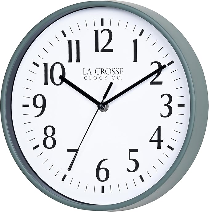 La Crosse Clock 404-3025G 10 Inch Green Basics Analog Quartz Wall Clock