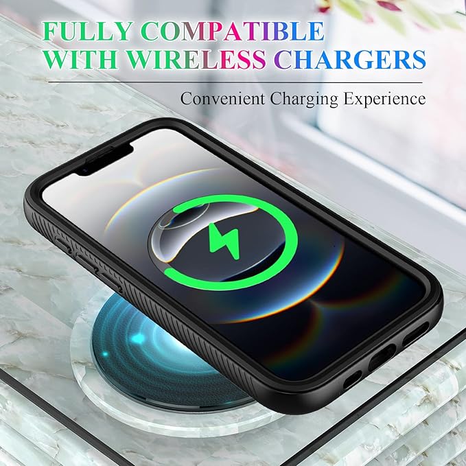 wahhle Compatible with iPhone 16e Case, Magnetic Built in Screen Protector Full Body Shockproof Slim Fit Bumper Protective Phone Cover Men Women 6.1“-Black/Clear