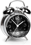 AYRELY Super Loud Alarm Clock for Heavy Sleepers Adults,Twin Bell Retro 4 Inch Silent Non-Ticking Quartz with Backlight, Metal dial, Alarm Clocks for Bedrooms Bedside (Black)