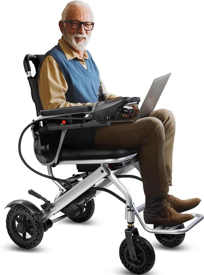 Goldseason 33lb Lightweight Electric Wheelchairs for Adults -15 Miles Range&Airplane Approved, Portable Motorized Wheelchair for Home/Outdoors/Travel/Shopping(Ultra-Light)