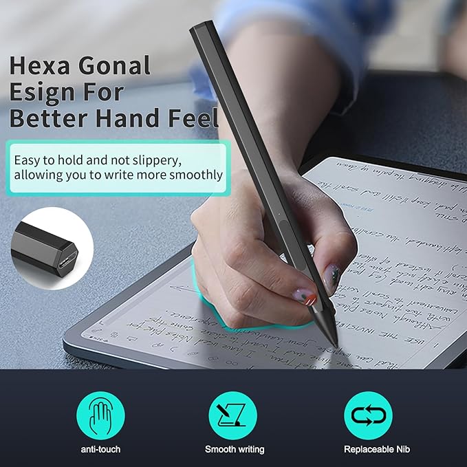Stylus Pen for ASUS Transformer/Mini/ASUS Zenbook Flip/Pro/ASUS Vivobook Flip/Pro/Duo/ASUS Notebook, Rechargeable MPP 2.0 Tilt Pen with 4096 Pressure Sensitivity, Hexagonal Pen Body Design, Black
