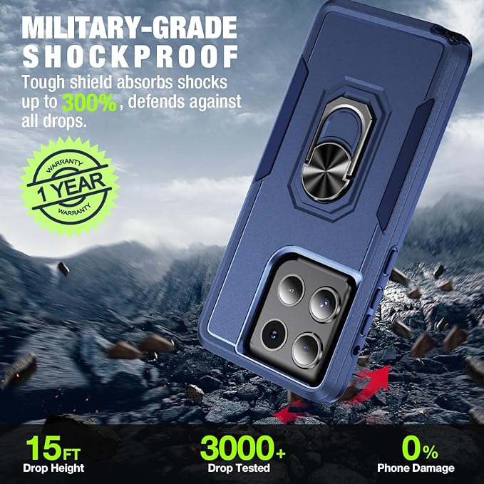 for Motorola Moto G Stylus 2026/2025 Case [15 FT Military Grade Drop Protection] with 2X Tempered Glass Screen Protector, Heavy-Duty Shockproof Magnetic Kickstand Case Blue