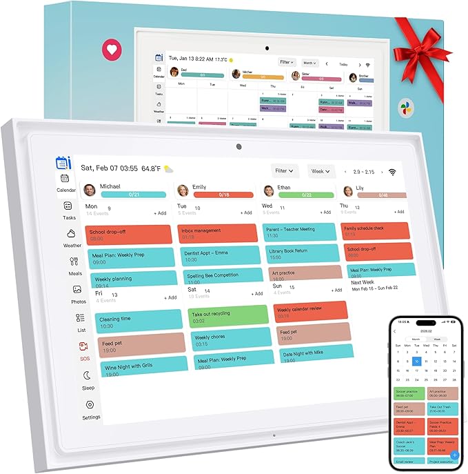 WiFi Digital Calendar Smart Family Planner:Electronic Calendar Smart Touchscreen Display with Video Call, Chore Chart & Shared Family Schedule,Gifts for Women Men, Gifts for Mom Dad