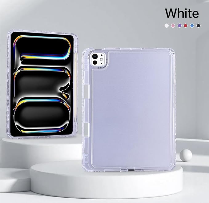 Dteck for iPad Pro/Air 13" (M5/M4/M3/M2), Pro 12.9" (6th/5th/4th/3rd Gen) Clear Case with Pencil Holder/Screen Protector Film/Stylus, 3 Layers Protective Lightweight Slim Transparent Cover, Crystal