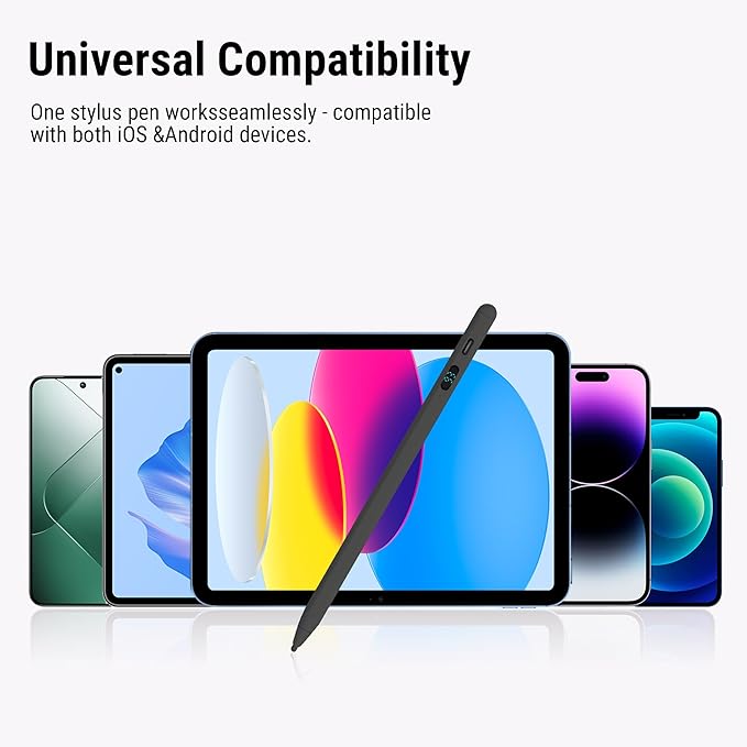 Stylus Pen for iPad & iPhone, Smartphone, Dual OS Active Pencil with LED Display, Universal X3 Stylus with Tilt Sensitivity, Compatible with Android Tablet Xiaomi HP Lenovo Pad Galaxy Tab