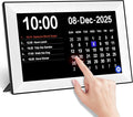 10.1" Touchscreen Digital Calendar Alarm Clock, Dementia Clocks for Seniors Extra Large Display Clock with Day and Date for Elderly, 40 Reminders&64 Alarms&Auto-Dimming&Auto DST(White)