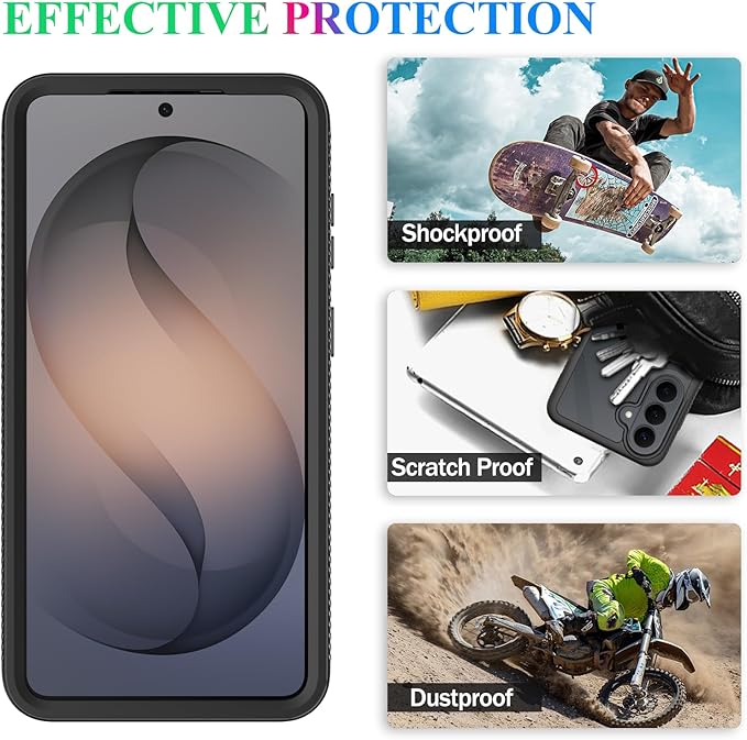 wahhle Compatible with Samsung Galaxy S26+ Plus Case, Magnetic Wireless Charging Built in Screen Protector Full Body Shockproof Slim Fit Bumper Protective Phone Cover - Black/Clear