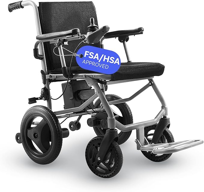 Culver Mobility Kano Foldable Electric Wheelchair, Travel Size, Wheelchairs for Adults Lightweight, Folding Power Chair - Black