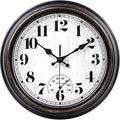 45MinST 12 Inch Indoor/Outdoor Retro Round Waterproof Wall Clock with Thermometer, Silent Non Ticking Battery Operated Quality Quartz Wall Clock Home/Patio Decor(Black Gold)