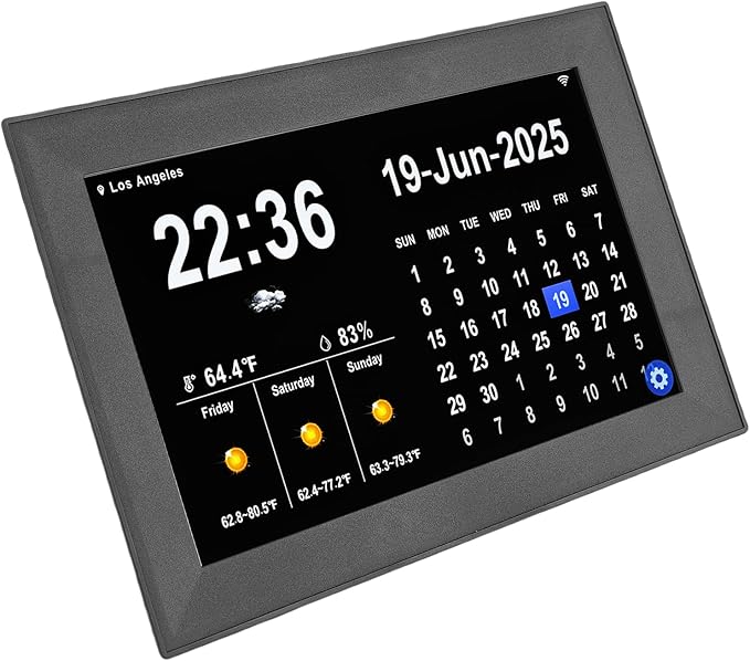 Focket Digital Clock with Date and Day, 10.1 Inch Large Display Touchscreen Calendar Clock 64 Alarms 64 Reminders, Dementia with Temperature Humidity for Elderly Seniors (US Plug)