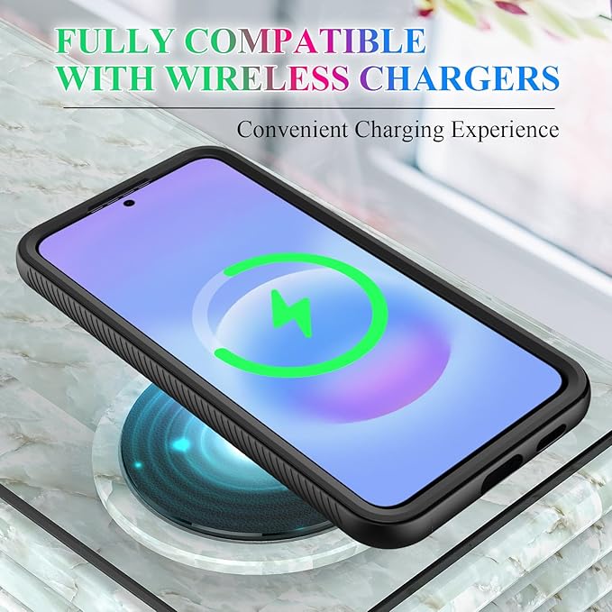wahhle Compatible with Samsung Galaxy A57 5G Case, Built-in Screen Protector Full Body Shockproof Slim Fit Bumper Protective Phone Cover for Men Women - Black/Clear