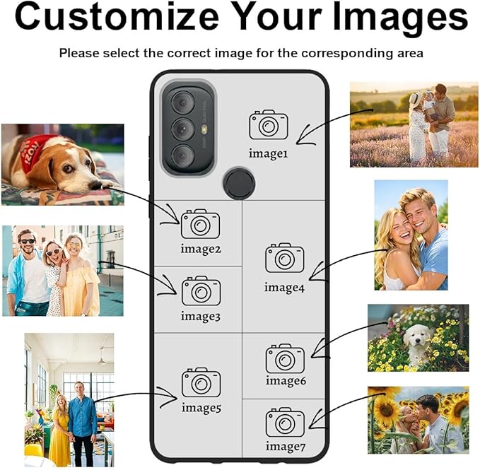Custom Personalized Case for Motorola Moto G Power 2022 6.5 inch, Customized Multiple Photos Collage Text Phone Cover, Full Body Shockproof Soft Silicone Case, Anti-Scratch, Wireless Charging, Black