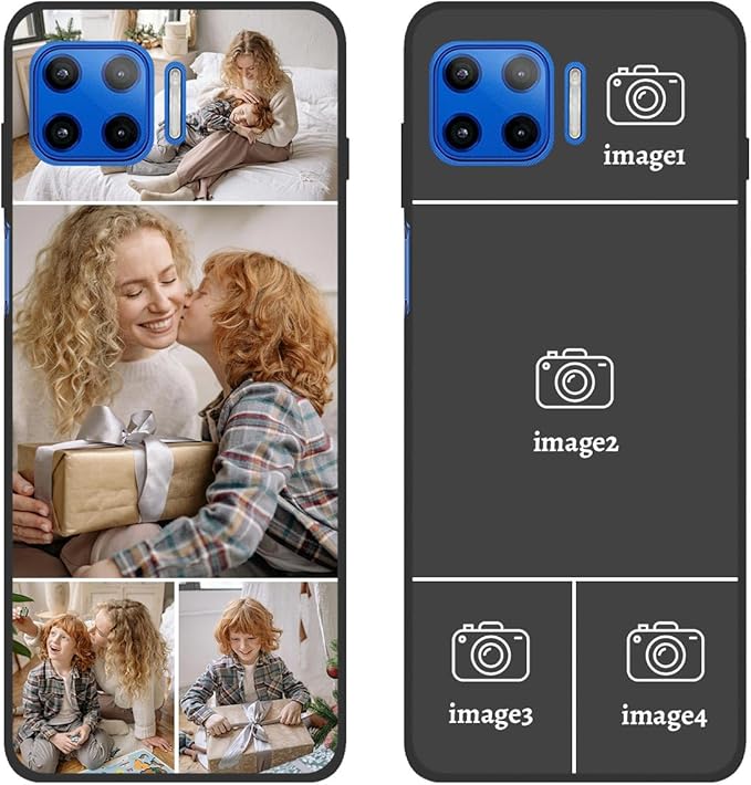 Custom Photo Case for Motorola Moto G 5G Plus, Create Your Own Picture Collage Phone Case, Soft Drop Protection, Personalized Anti-Scratch TPU Soft Cover, Gifts for Family Friends, Black