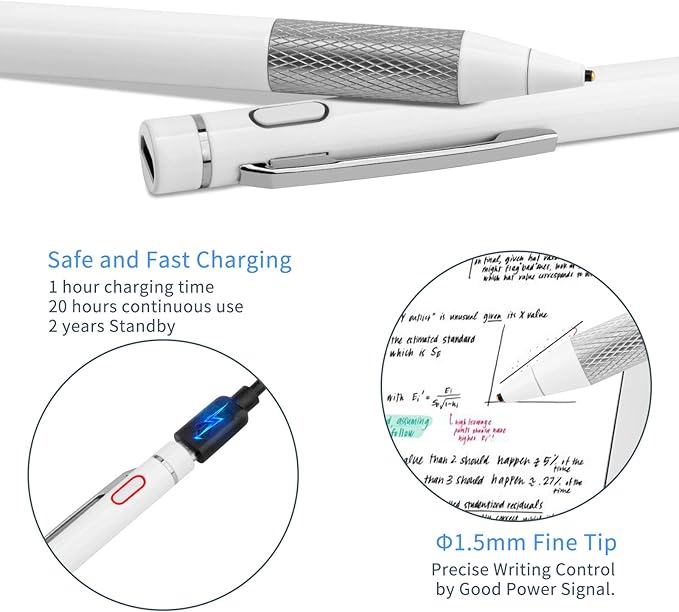 Stylus Pencil for iPhone 14/15/16/17 Pro Max Pen,Minilabo Touch Screens Active Stylus Digital Pen with 1.5mm Ultra Fine Tip Stylist Pen for iPhone 14/15/16/17 Pro Max Drawing and Writing Pencil,White