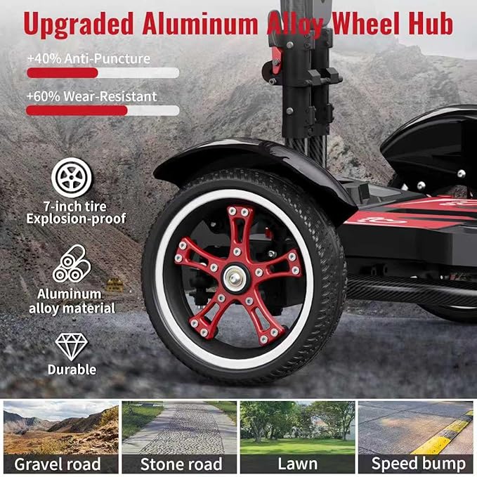 39 Lbs Mobility Scooters for Adults & Seniors Foldable - Lightweight Carbon Fiber Folding Electric Scooter, All-Terrain Powered Wheelchair, Convenient for Travel, Shopping, Airline Approved