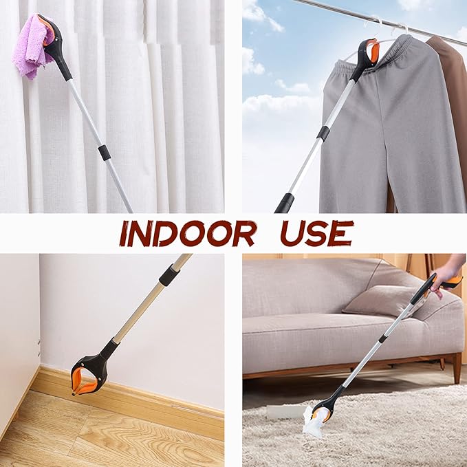 2 Pack Grabber Reacher Tool, 32" Reaching Assist Tool, Foldable Claw Pick Up Stick, Trash Litter Picker, Hand Grabbers, Long Arm Extender(Orange)