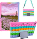 Silicone Tablet Case with Shoulder Strap Built in Pen Holder and Stylus Pen Lightweight Soft Cute Cover Compatible with Lenovo Tab Plus 11.5 Rainbow