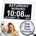Large Display Digital Dementia Clocks for Seniors, 7'' Day Date Time Calendar Clock for Elderly, Simple Setup, 19 Alarm Reminders, Adjustable Brightness, DST