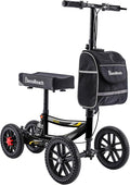 Knee Scooter, 350lbs Capacity, 13" Big PU Seat, Disc Brake Knee Walker, All Terrain Foldable Knee Scooter Walker with Bag for Foot Injuries Compact Crutches Alternative (Black)