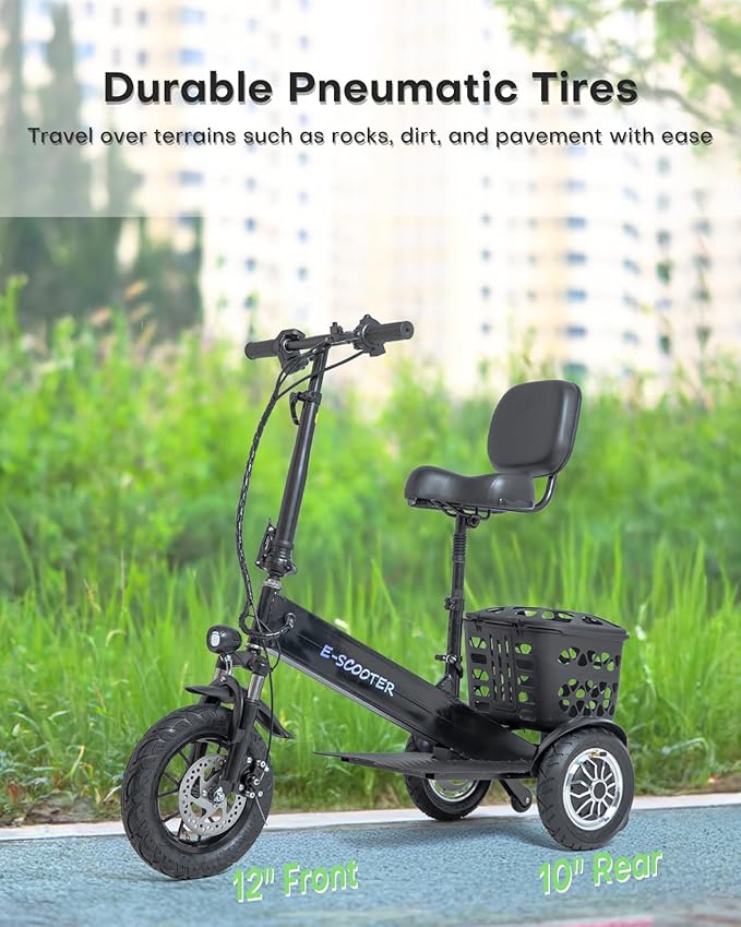 3 Wheel Mobility Scooter for Adults & Seniors, Lightweight Foldable Travel Scooter, 36V 500W Powerful Motors, 48 lbs Portable Design, Long-Range Electric Mobility Device, Supports up to 330 lbs