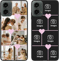 Personalized Photo Case for Motorola Moto G 5G 2024 6.6 inch, Thin Slim Soft Rubber Black Phone Cover, Custom Picture Collage Pink Heart Cute Case for Women Girl, Gift for Birthday Anniversary