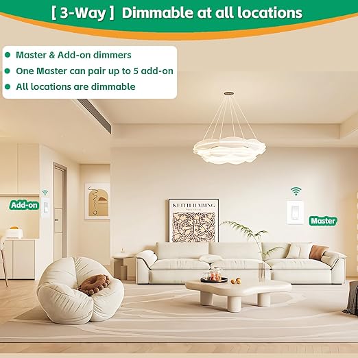 3 Way Smart dimmer Switch for LED Lights by Martin Jerry | SmartLife App Control, Voice Control, 1 Master and 1 add-on led dimmer Switch kit