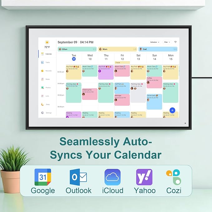 Canupdog 15.6 Inch Digital Calendar Wall Planner 2026-2027 – HD Touchscreen Smart Photo Display for Family Schedules, 32GB Electronic Calendar Chore Chart + To-do List, Gifts for Women Mom
