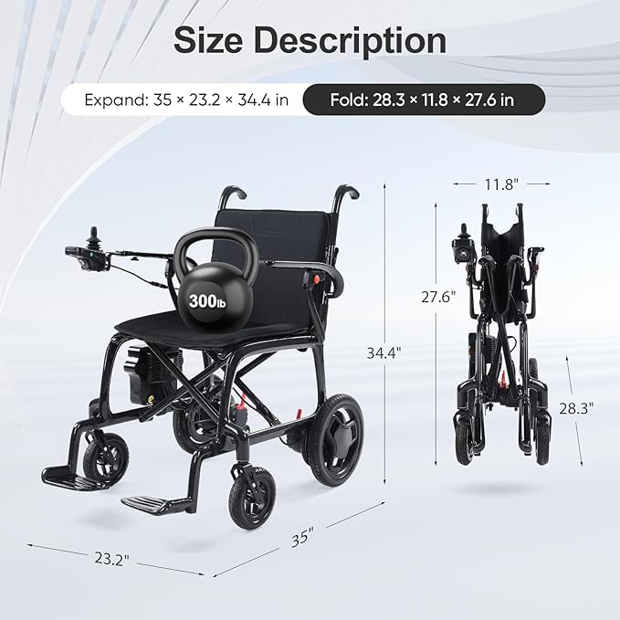 22 lbs Lightweight Carbon Fiber Electric Wheelchair with Remote Control, Foldable Motorized Power Chair for Adults, Airline Approved for Travel & Daily Use