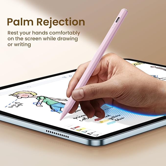 Hastraith Stylus Pen for iPad(2018-2026)-13 Mins Fast Charge with Tilt Sensitivity & Palm Rejection for iPad 11/10/9/8/7/6th Gen, Air 5/4/3/M4/M3/M2, Pro 13"/12.9"/11"/M4, Mini 7/6/5th, Pink