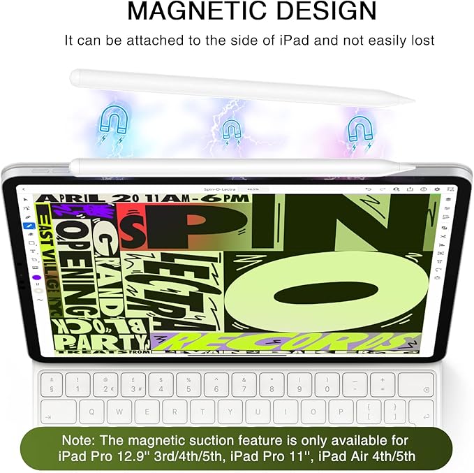 HATOKU Stylus Pen for iPad 2018-2026, 15Min Fast Charge Pencil (USB-C) with High Precision, Tilt Sensitivity, Palm Rejection, Magnetic Design, Perfect for Note-Taking Drawing on iPad 6-11/Air/Pro/Mini