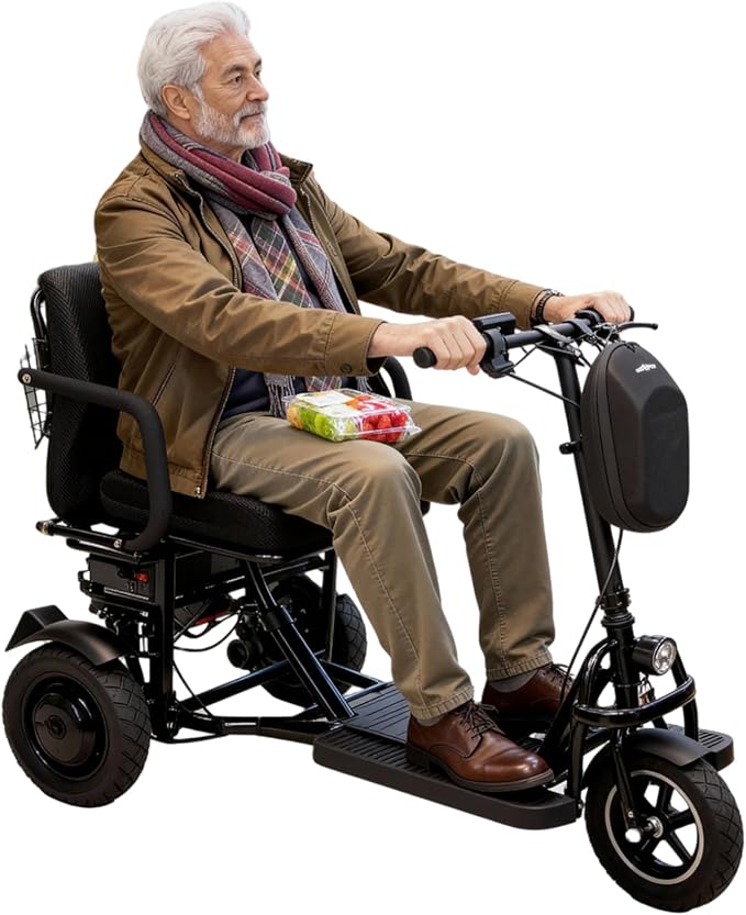 3 Wheel Mobility Scooters for Seniors Foldable Travel Scooter Airline Approved Folding Handicap Scooters for Adults Lightweight Collapsible Electric Mobility Scooter Adults 300 lbs
