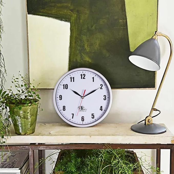 SAC SMARTEN ARTS Silent Wall Clocks Battery Operated Wall Clock for Kids White Non-Ticking Easy to Read Wall Clock for Bathroom Kitchen Living Room Bedroom in 8 Inches