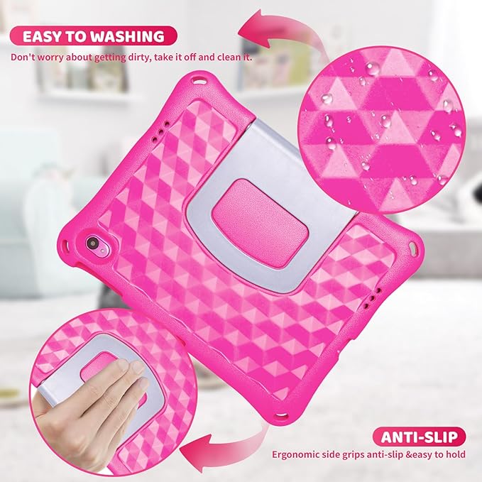 Case for Onn 10.1 Inch Tablet (2024 Model) Gen 4 - Shockproof Lightweight Protective EVA Kids Kickstand Cover Case + 1 Stylus (Pink)