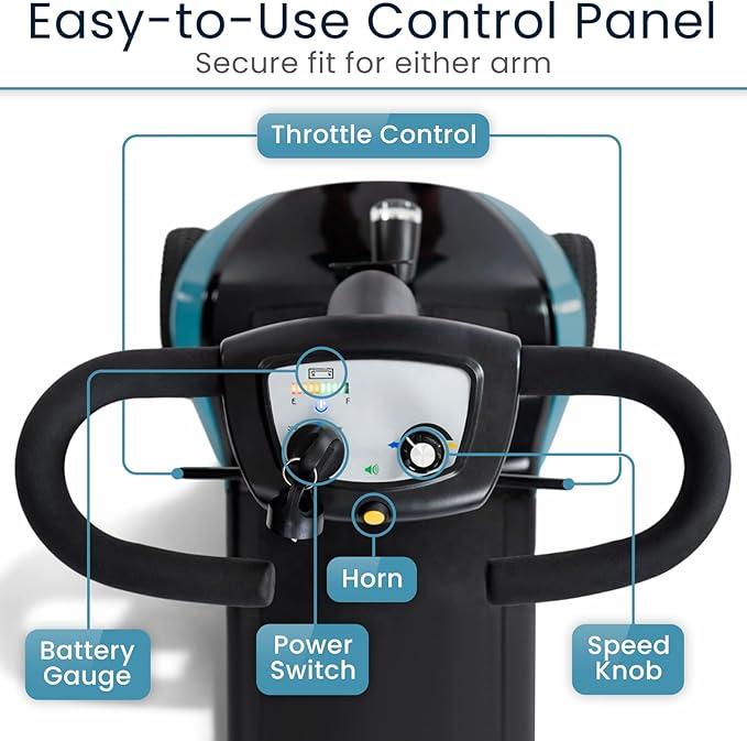 Vive Mobility Scooter for Adults - 4 Wheel Powered Electric Scooter w/Seat for Seniors - 400 lbs Capacity & Extended Range Battery w/Charger - Headlight, Basket & Extra Foot Space