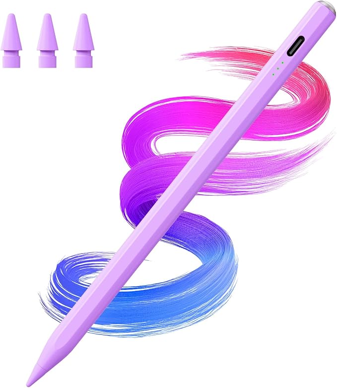 Hastraith Stylus Pen for iPad(2018-2025)-2X Faster Charge with Tilt Sensitivity & Palm Rejection for iPad 11/10/9/8/7/6th Gen, Air 7/6/5/4/3/M3/M2, Pro 13"/12.9"/11"/M4, Mini 7/6/5th, Purple