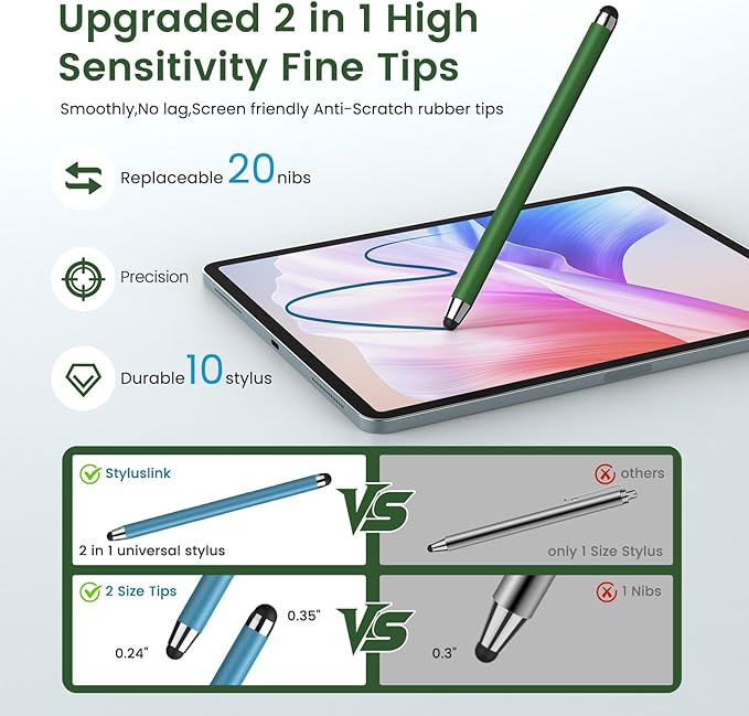Stylus Pen for Touchscreen 10 Pack, 2 in 1 Universal Stylus High Precision Sensitivity, Stylus Pen for ipad, iPhone, Android, Galaxy Microsoft,Chromebook Tablet All Capacitive Touch Screens