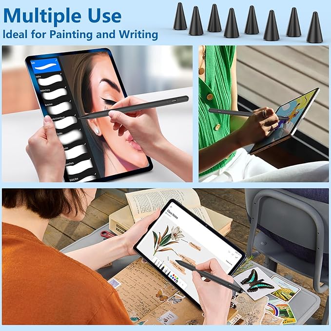 8 Pack Pencil Tips, Replacement Tips Only Compatible with Our KARFUN Pencil, iPencil Nib for iPad Pencil 2018-2023, iPad 10/9/8/7/6 Gen, iPad Pro 11/12.9, iPad Air 5/4/3, iPad mini 6/5Gen (Black)
