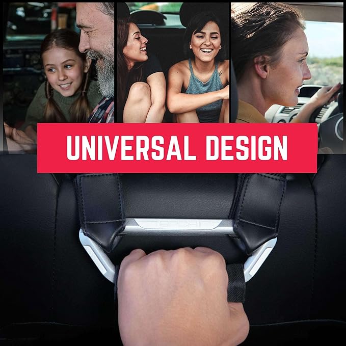 GPCA BackGrip X Heavy-Duty Headrest Grab Handle for Lifted Trucks & Jeeps, Rear Seat Entry Assist for Seniors & Kids, Fits Vehicles with Pole-Style Headrests (Up to 16mm) Easy Install (2PC- Silver)
