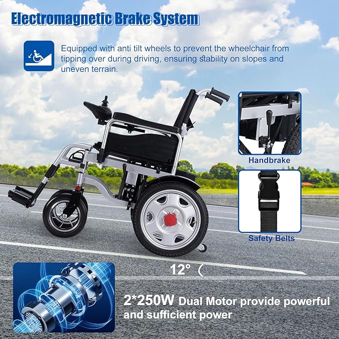 Electric Wheelchairs for Adults Lightweight Foldable Motorized Wheelchair for Seniors Support 330lb,500W Motor All-Terrain Power Wheelchair,Compact Size Travel Wheelchair Airline Approved