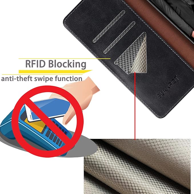 SUANPOT [RFID Blocking for Motorola Moto G Stylus 5G(Non 2022) with Wallet case Credit Card Holder,Flip Book PU Leather Shockproof Cover Cellphone Women Men for Moto G Stylus 5G Phone case(Black)