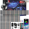 16PCS Motorcycle RGB LED Light Kit with Handlebar Switch Brake Turn Signal, Multicolor Underglow Lights with APP/RF Remote, Neon Strips Accent 12V Waterproof for Cruiser,Touring & Adventure Motorcycle