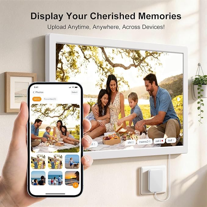 JSUSOU 27 Inch Smart Digital Calendar Touch Screen with Free APP - Family Organizer with Chore Chart, Meal Planner & Rewards System, Interactive Display, in Portrait/Landscape, White
