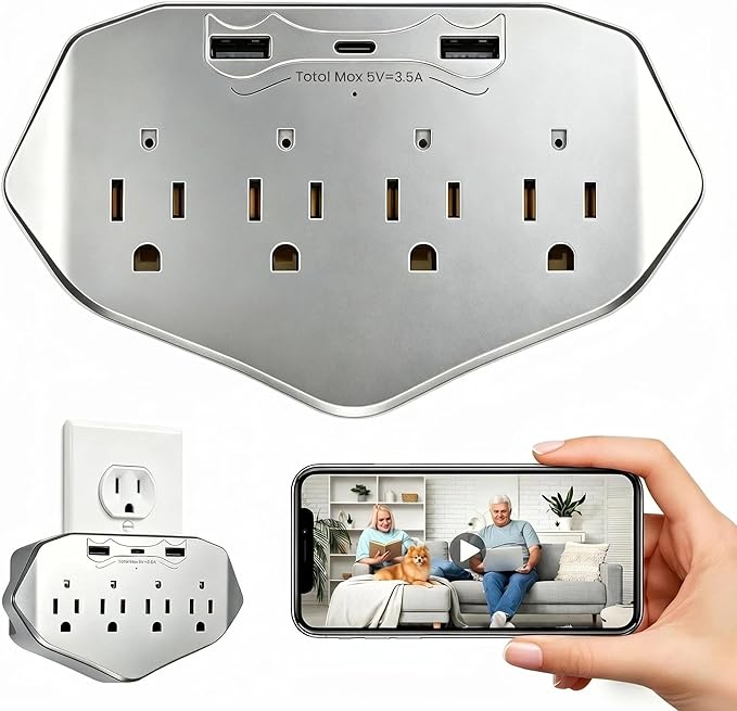 1080P WiFi Security Camera Wall Outlet - Mini Indoor Nanny Cam with Local SD Card Storage（SD Card not Included）, 120° Wide Angle, No Battery Needed Plug-in Camera for Baby/Pet/Home Security
